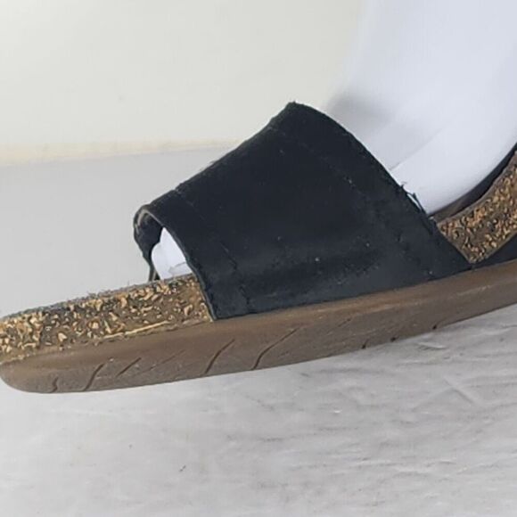 Mephisto Women's Jackie 40 US9-9,5 Black Leather Cork Embellished Wedge Sandals - Picture 15 of 16